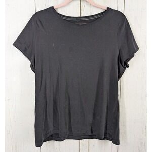St Johns Bay Size Large Black 100%‎ Cotton Womens Short Sleeve Casual Top